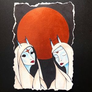 “Gemini” Zodiac Moon Spirit Art Print 5” by 7”